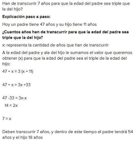 Un Padre Tiene A Os Y Su Hijo Cuantos A Os Ha De Transcurrir