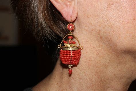 Proantic Boucles D Oreilles Anciennes Or Corail