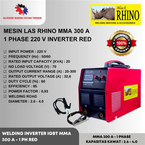 Jual RHINO Mesin Las Listrik Travo Las Inverter MMA 300 A 220 V 1