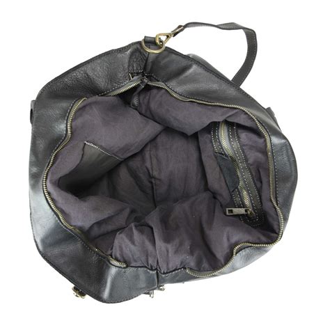 Bolso Tote De Piel Lavada Color Negro Gina IBAGS BELTS