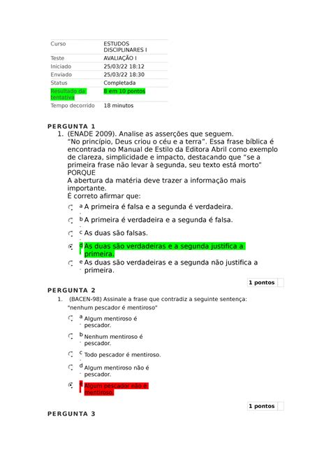 Estudos Disciplinares Avalia O L Gica Curso Estudos