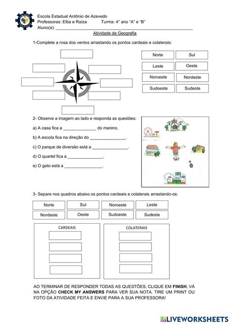 Atividades Sobre Pontos Cardeais E Colaterais REVOEDUCA