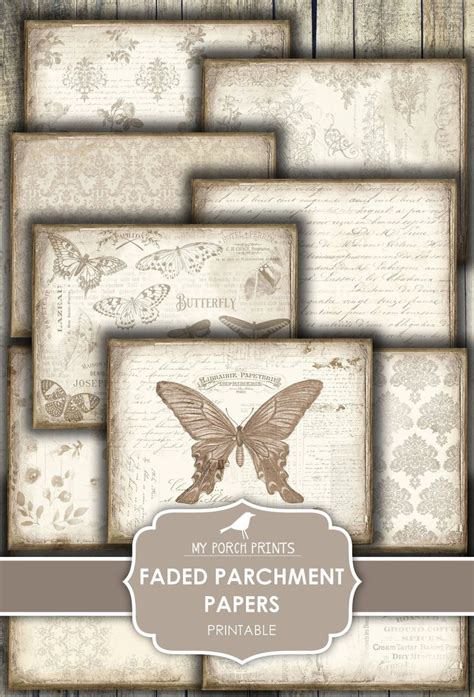 Junk Journal Papers Faded Parchment Collage Sheets Etsy Printable