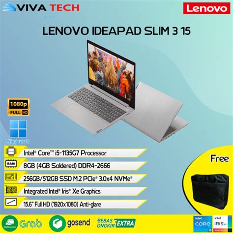 Jual Laptop Lenovo Ideapad Slim 3 15 I5 1135g7 8gb 512gb Ssd Fhd 8gb 256gb Unit Only