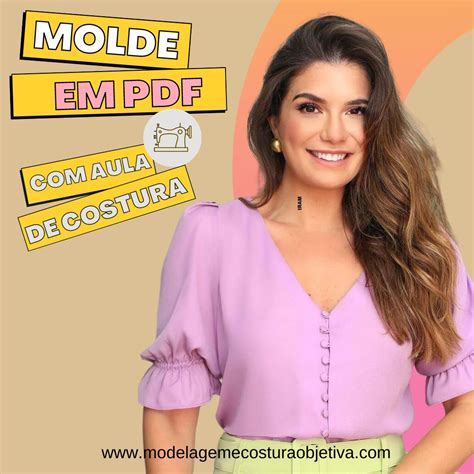 Molde Em Pdf Blusa Decote V Com Azelhas Com Aula De Costura W A