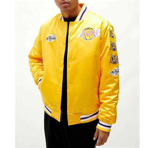 Yellow Satin Los Angeles Lakers Champ City Jacket - Jackets Masters