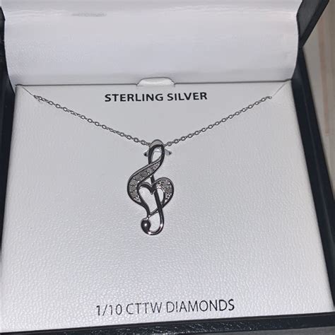 Music Note Necklace With Diamonds Gem