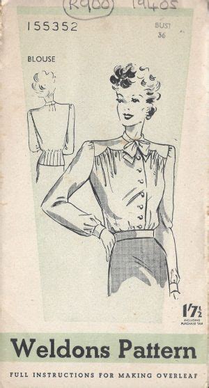 1940s Vintage Sewing Pattern B42 BLOUSE R259 The Vintage Pattern Shop