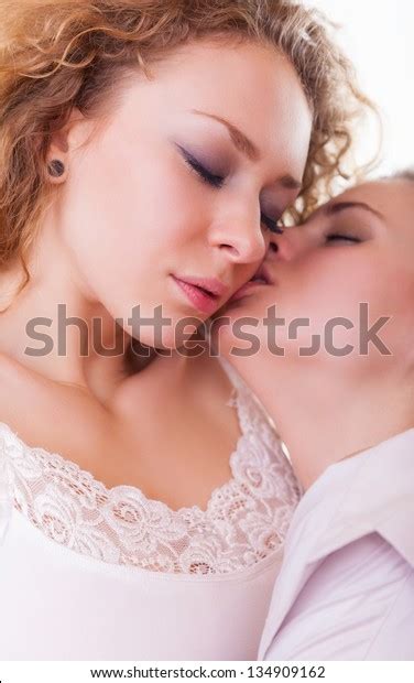 Стоковая фотография 134909162 Closeup Beautiful Young Lesbian Couple