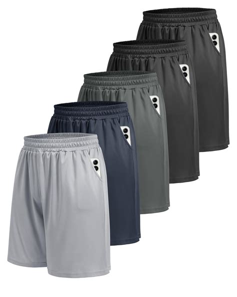 5 Pack Athletic Gym Mens Shorts Workout Black Quick Dry Basketball Shorts With Pockets For