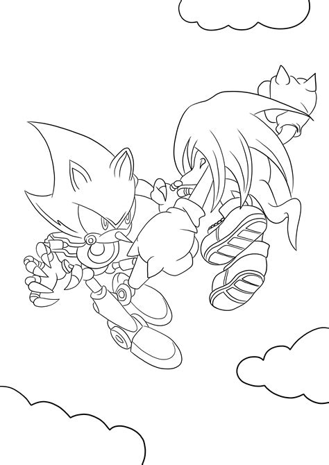 Gambar Sonic Vs Metal Sonic Hitam Putih Gratis Untuk Diwarnai Dan Diunduh