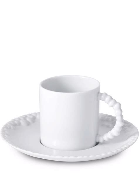 L Objet Haas Mojave Espresso Cup And Saucer White Editorialist