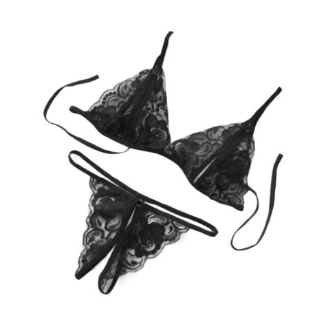 Conjunto De Lingerie Suti De Renda Vazado Calcinha Dalam Untuk