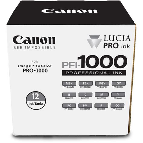 Canon PFI 1000 LUCIA PRO 12 Ink Tank Set 0545C006AA B H Photo