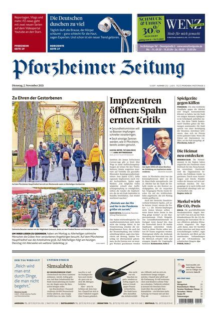 Pforzheimer Zeitung Ausgabe Pforzheim 2021 11 02