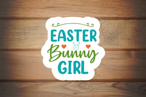 Easter Bunny Girl Sticker Design Graphic By GraphicMart Creative Fabrica