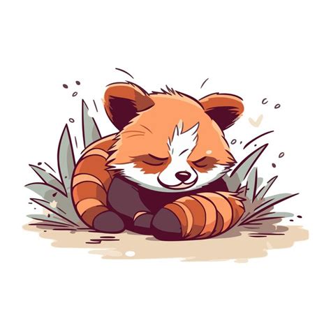 Un Panda Rouge Mignon Qui Dort Sur Le Sol Illustration Vectorielle