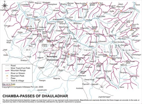 Chamba Passes Of Dhauladhar Map Chamba Passes Of Dhauladhar Trekking