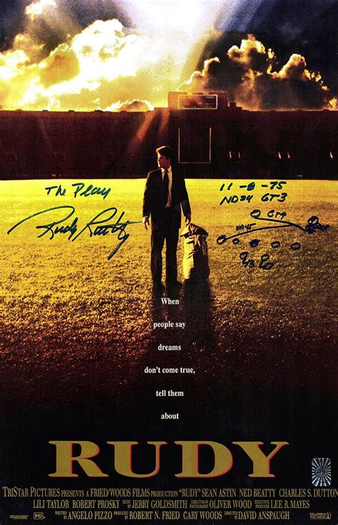 Rudy Ruettiger Signed "Rudy" 11x17 Movie Poster Inscribed "The Play ...