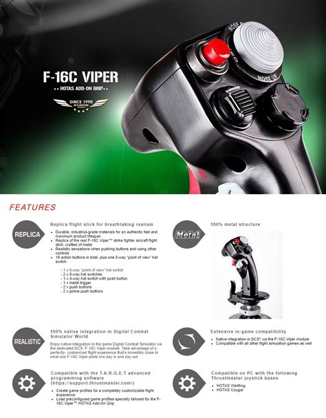 Thrustmaster F 16C Viper HOTAS Add On Grip For Cougar Warthog Bases