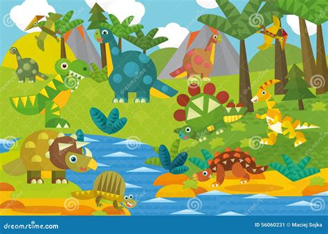 Cartoon Dinosaur Land Stock Illustration Illustration Of Design 56060231