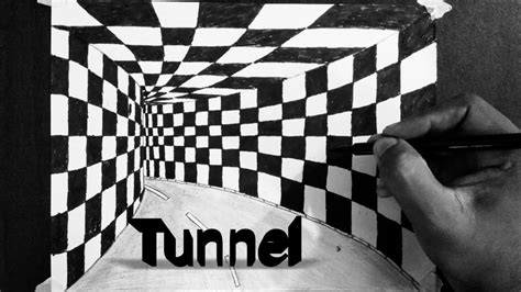 How To Draw 3d Tunnel Step By Step Tutorial Youtube