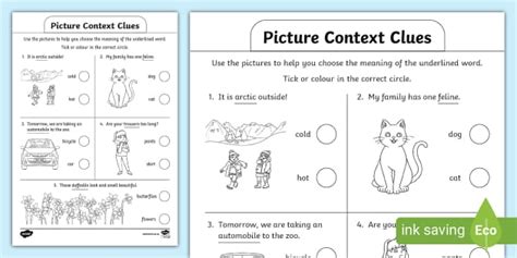 Picture Clues Vocabulary Building Activity Teacher Made