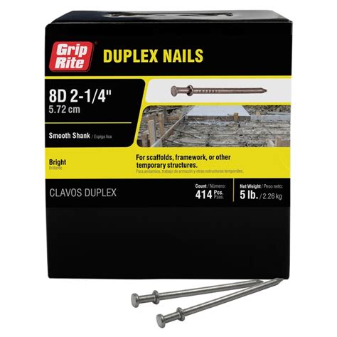 Grip Rite 10 Gauge Bright Steel Interiorexterior Duplex Nails 5 Lbs