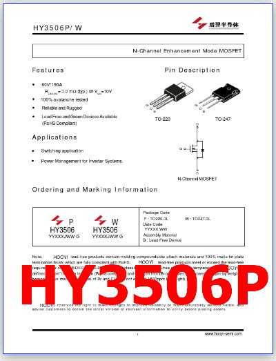 Hy P Pdf V A N Ch Mosfet Datasheet