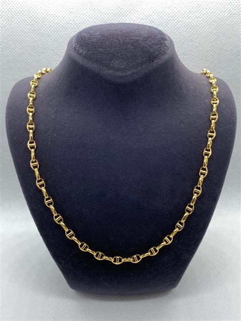 K Solid Gold Anchor Chain Necklace Mm Mariner Chain Etsy Canada