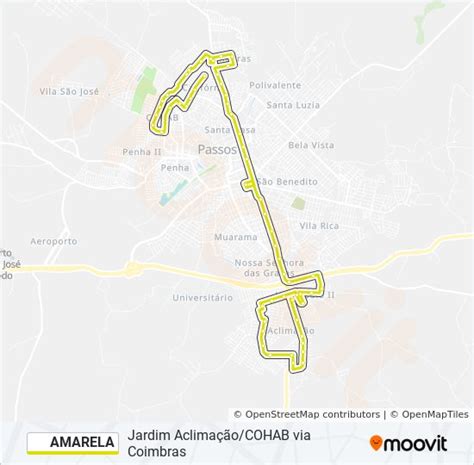 Rota da linha amarela horários paradas e mapas Cohab Via Coimbras