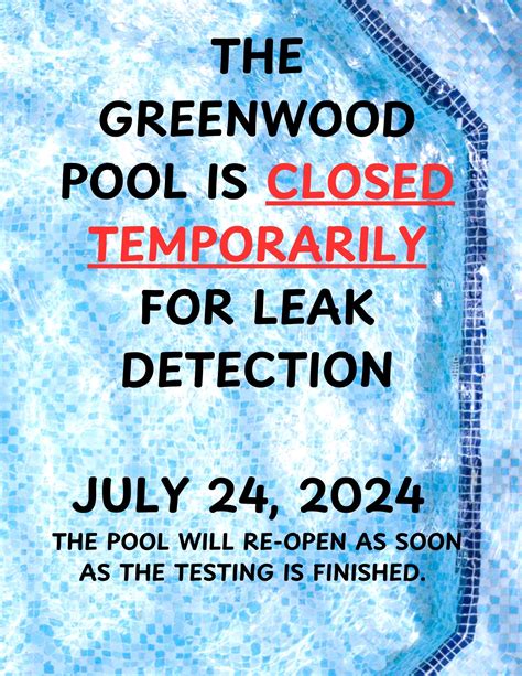 City of Greenwood - UPDATE: 2:00 PM July 24, 2024 the Pool is now OPEN