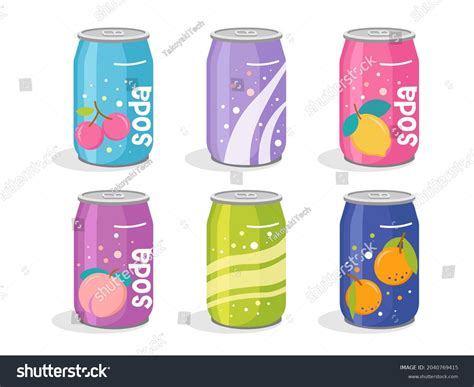 Cute Soda Cans Collection Hand Drawn Stock Vector Royalty Free