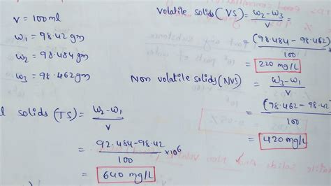 Volatile Solids And Non Volatile Solids Example Solved Problem Youtube