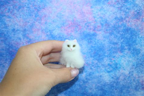 Miniature Dollhouse Cat Miniature Needle Felted Cat White Etsy