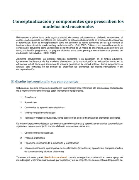 Conceptualizaci N Y Componentes Que Prescriben Los Modelos