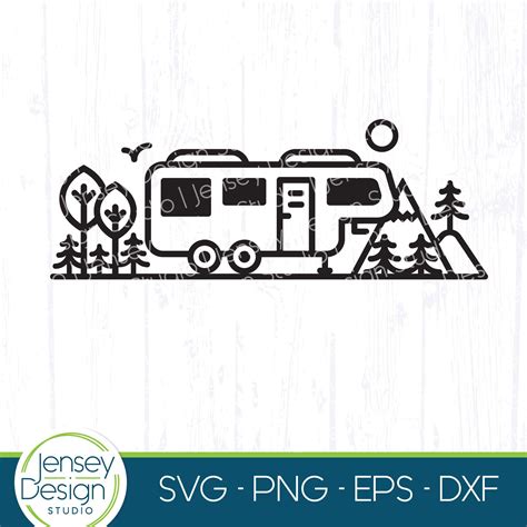 5th Wheel Rv Camping Scene Svg Fifth Wheel Camper Svg Sign Design Cut