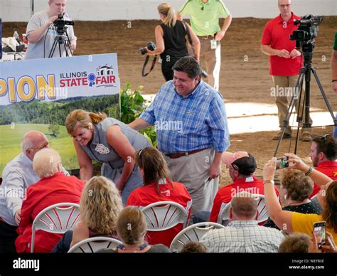 Springfield, Illinois, USA. 13th August 2019. Governor JB Pritzker and ...