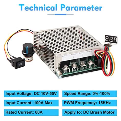 Pwm 3500w Max Dc Motor Speed Controller Dc 10v 55v And 100a Max Brush Motor Led