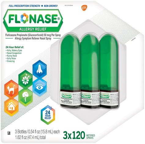 Flonase Allergy Symptom Reliever Nasal Spray 3 054 Fl Oz Bottles