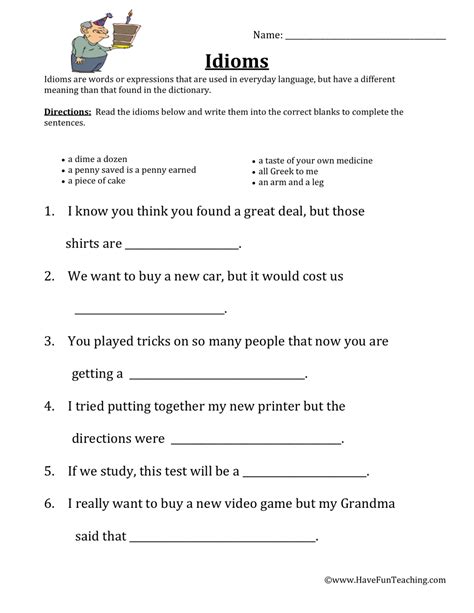 Completing Idioms Worksheet By Teach Simple