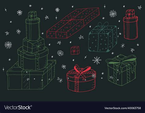 Hand Drawn Gift Boxes Royalty Free Vector Image