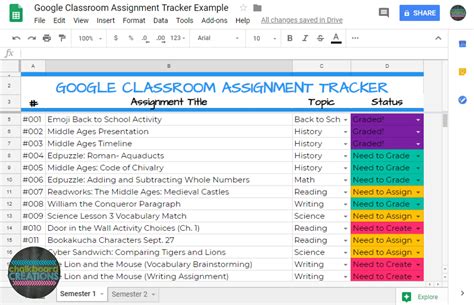 Google Classroom Assignment Tracker (FREE Template)