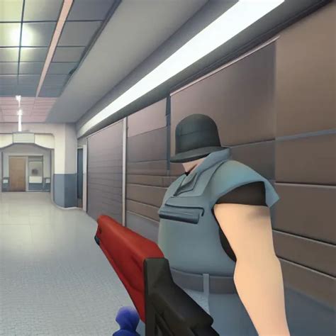 The Medic From Tf Running In An Hospital Corridor Stable Diffusion