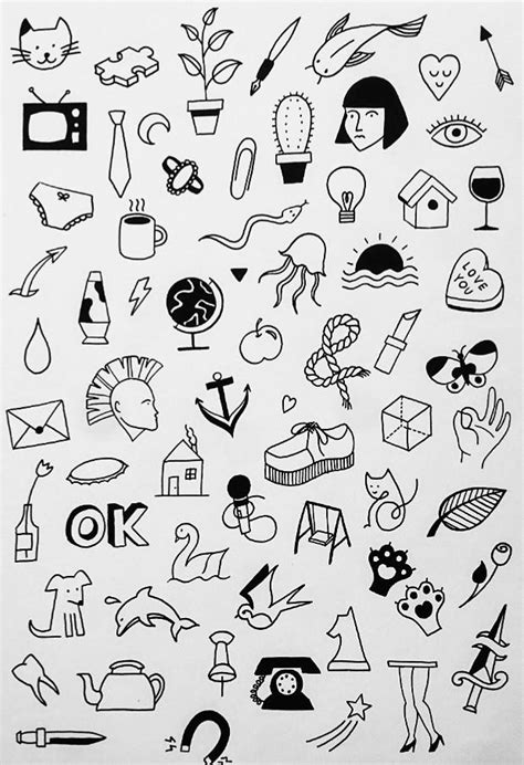 One of my flash sheets of tiny tattoos! : r/sticknpokes