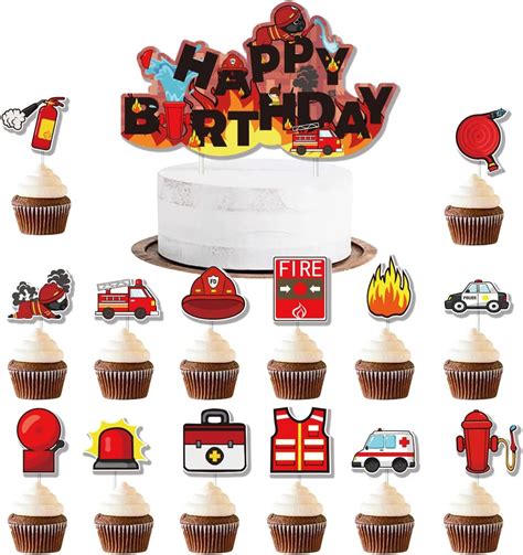 Kawailay St Ck Feuerwehrauto Tortendeko Feuerwehr Happy Birthday