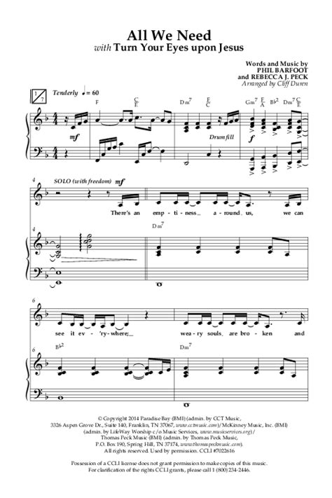 All We Need With Turn Your Eyes Upon Jesus Choral Anthem Satb Sheet