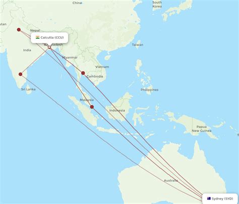 All Flight Routes From Kolkata To Sydney Ccu To Syd Flight Routes