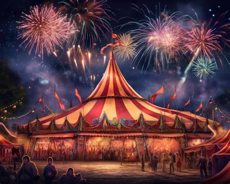 Premium Photo | A tent with fireworks at a circus Generative AI