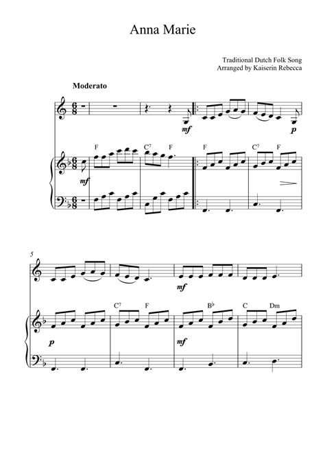 Anna Marie Arr Kaiserin Rebecca By Traditional Dutch Folk Song Sheet Music For French Horn